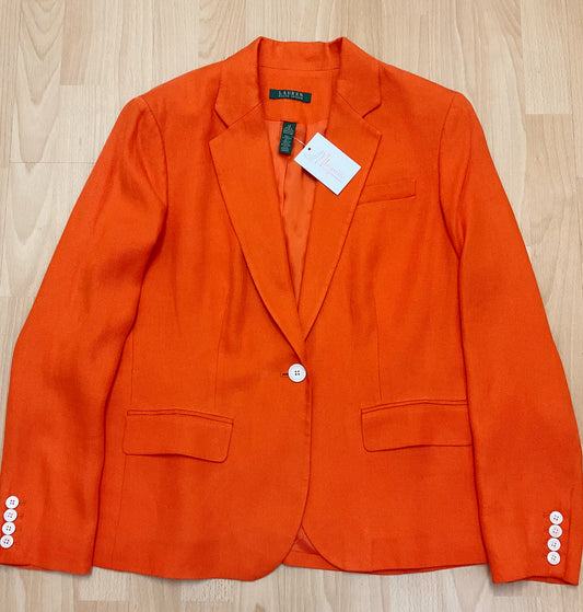 Ralph Lauren Size 12 Orange Solid Blazer