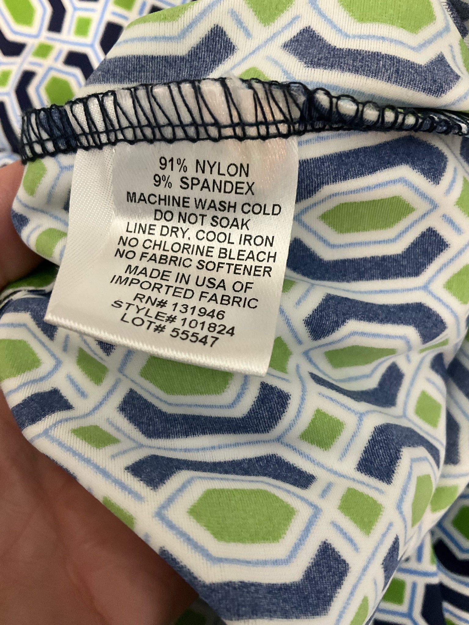 Jude Connally Tinsley Dress XS White Blue Green Geometric Hexagon Print Cap Sleeve