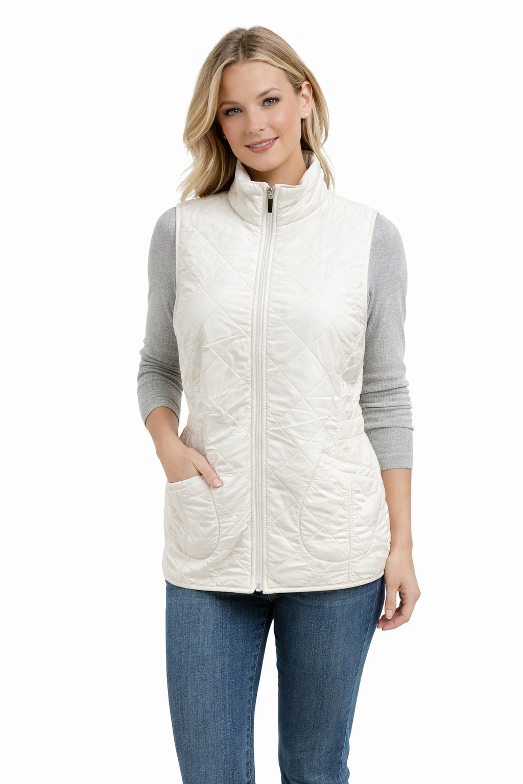 Style &amp; Co Winter White Pre-Owned Ladies Vest - Size XL - Margaret’s Fine Consignment