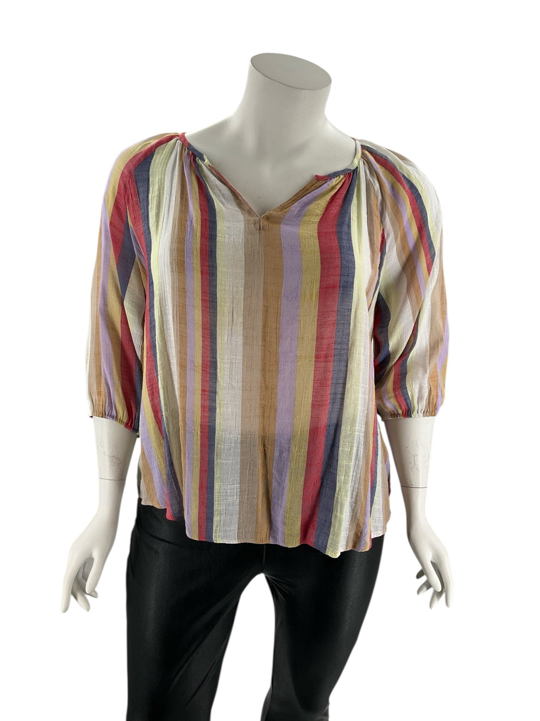 Zac &amp; Rachel Multi Stripe Pre-Owned Ladies Casual Top - Size 1X - Margaret’s Fine Consignment