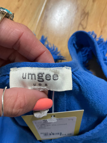 Umgee True Blue Linen Blend Tiered Babydoll Dress Size Medium
