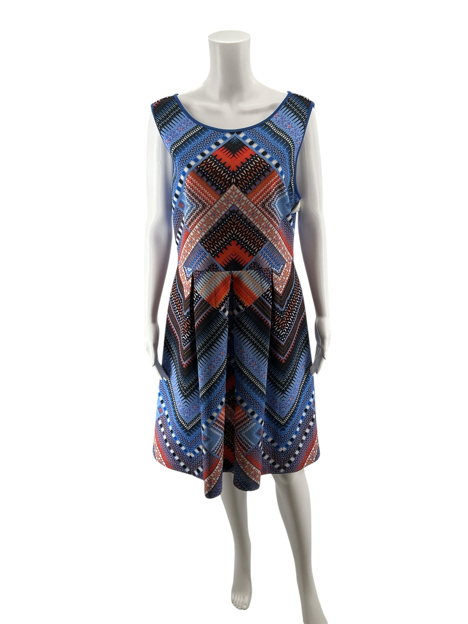 Liz Claiborne Geometric Chevron Print A-Line Sleeveless Dress Size 12