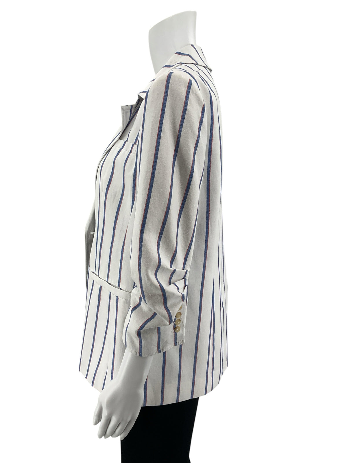 Tyler Boe Striped Cotton Linen Blazer Red White Blue Preppy Size 8