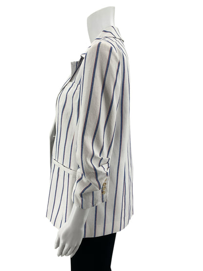 Tyler Boe Striped Cotton Linen Blazer Red White Blue Preppy Size 8