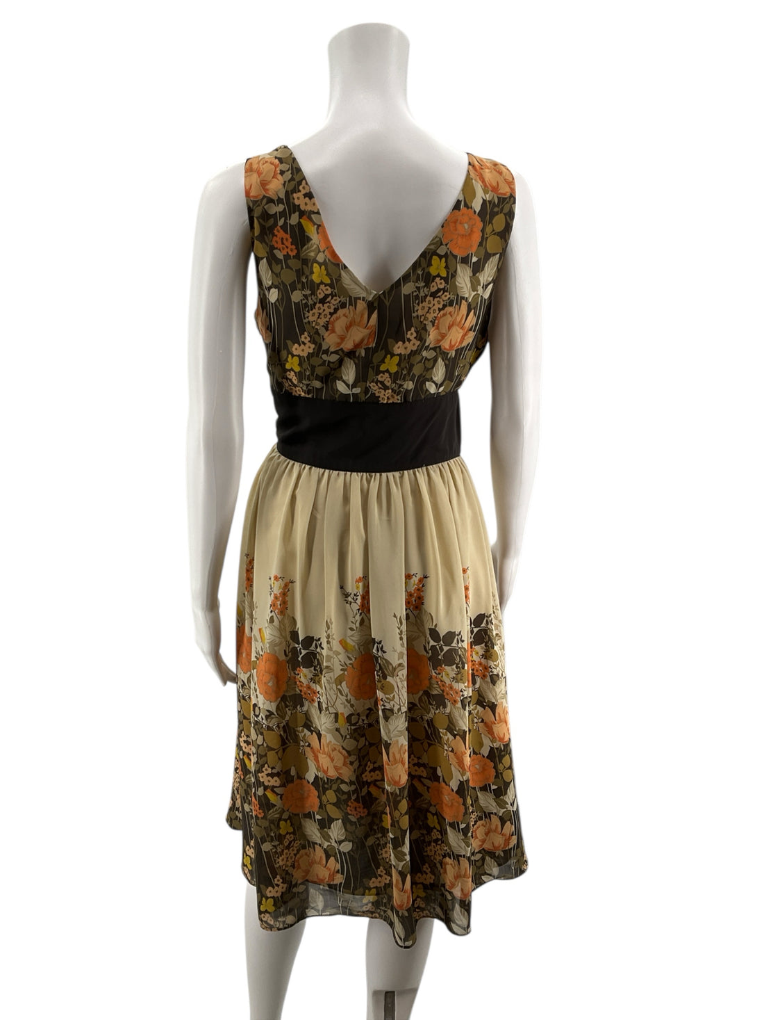 Chadwicks Orange/Brown Floral Pre-Owned Ladies Dress - Size 10