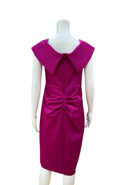 Xscape Fuchsia Ruffled Scuba Crepe Cocktail Dress Size 12