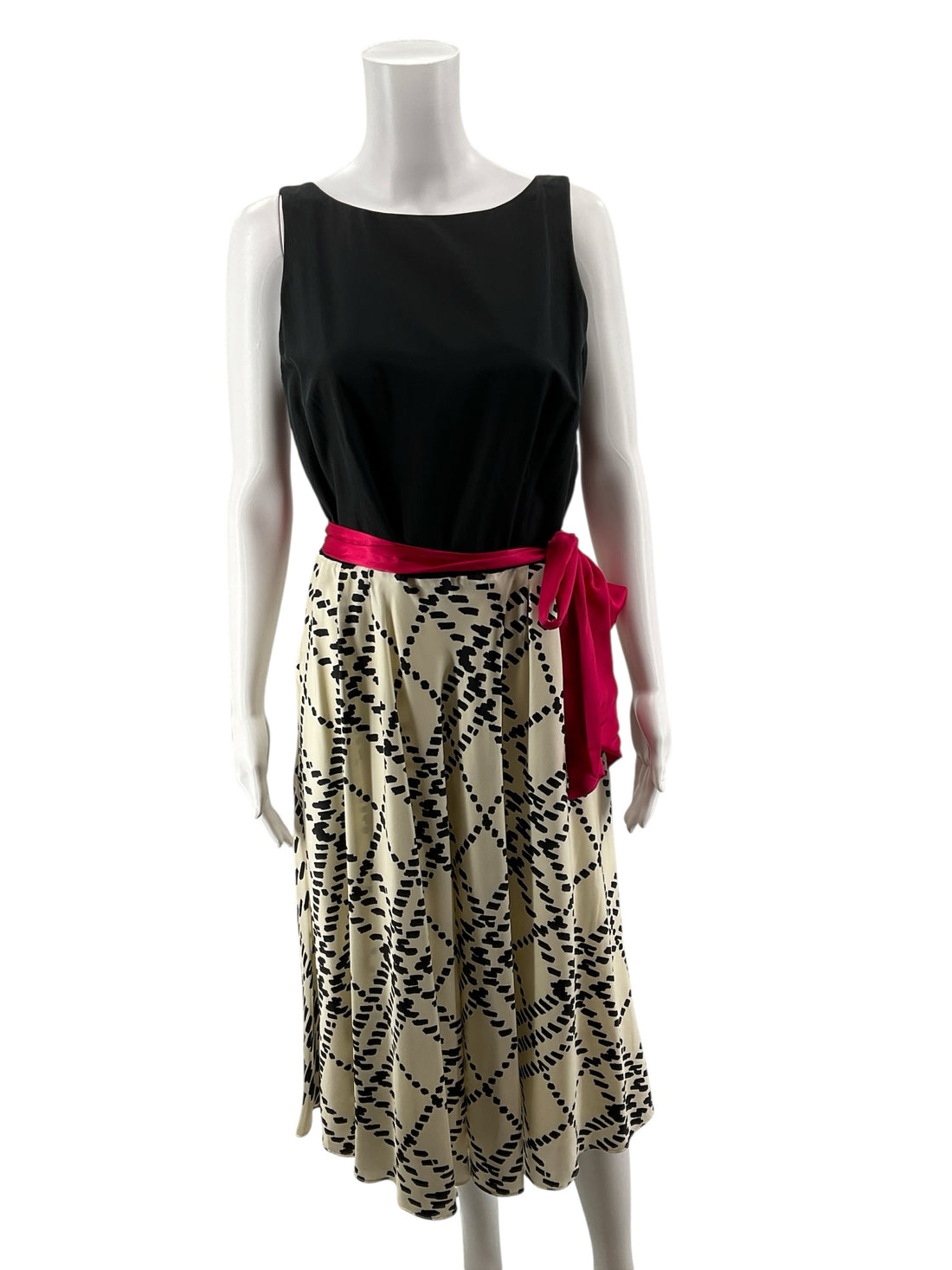 Lilly Pulitzer black/tan A-Line Trista Dress Silk Chain Link Print Size 10 - Size 10