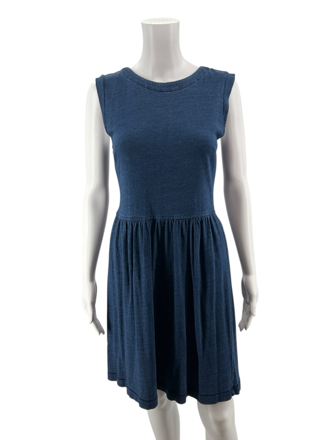 LOFT Heather Navy Cotton Sleeveless Fit & Flare Dress