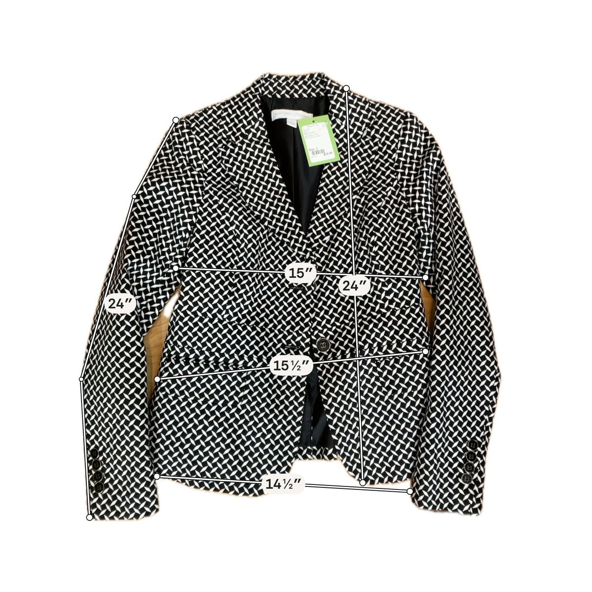 New York &amp; Company Geometric Cube Print Stretch Blazer Size 2