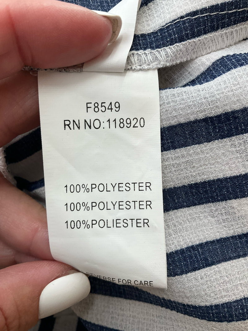 FRNCH White/Navy Stripe Pre-Owned Ladies Top - Size Small