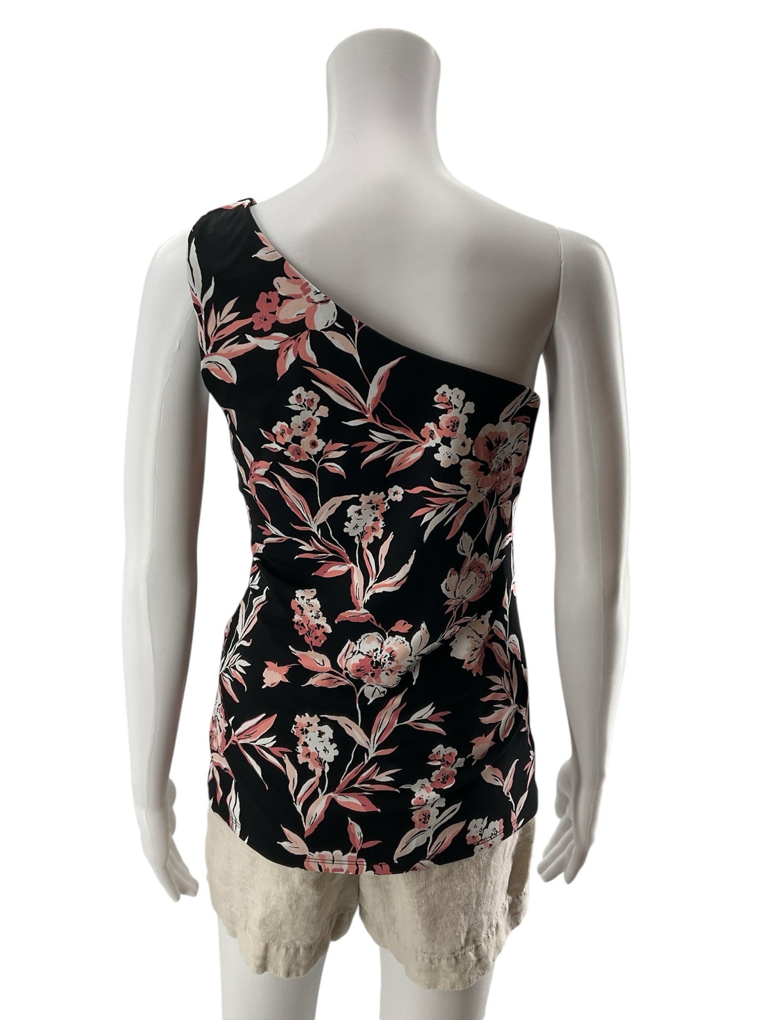 White House Black Market Floral One Shoulder Ruched Top Size S NWT