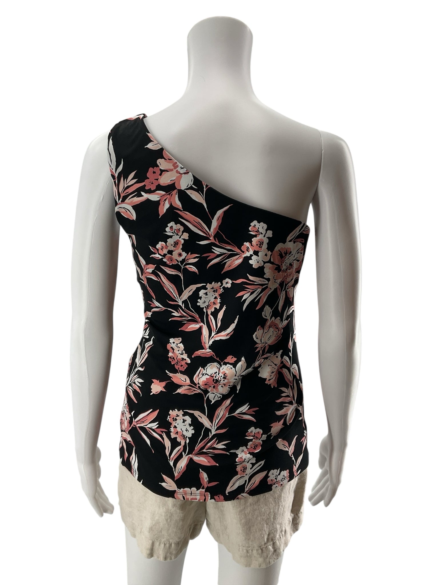 White House Black Market Floral One Shoulder Ruched Top Size S NWT