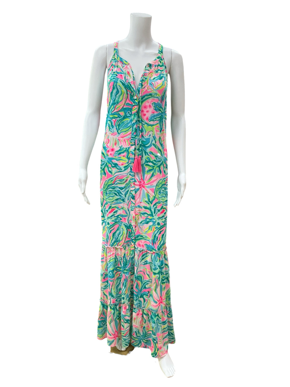 Lilly Pulitzer Sloane Maxi Dress Multi Sink Or Swim Floral XL - ONLINE ONLY
