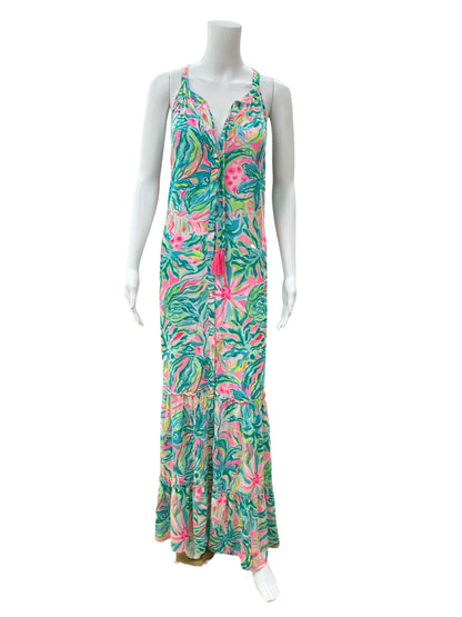 Lilly Pulitzer Sloane Maxi Dress Multi Sink Or Swim Floral XL - ONLINE ONLY