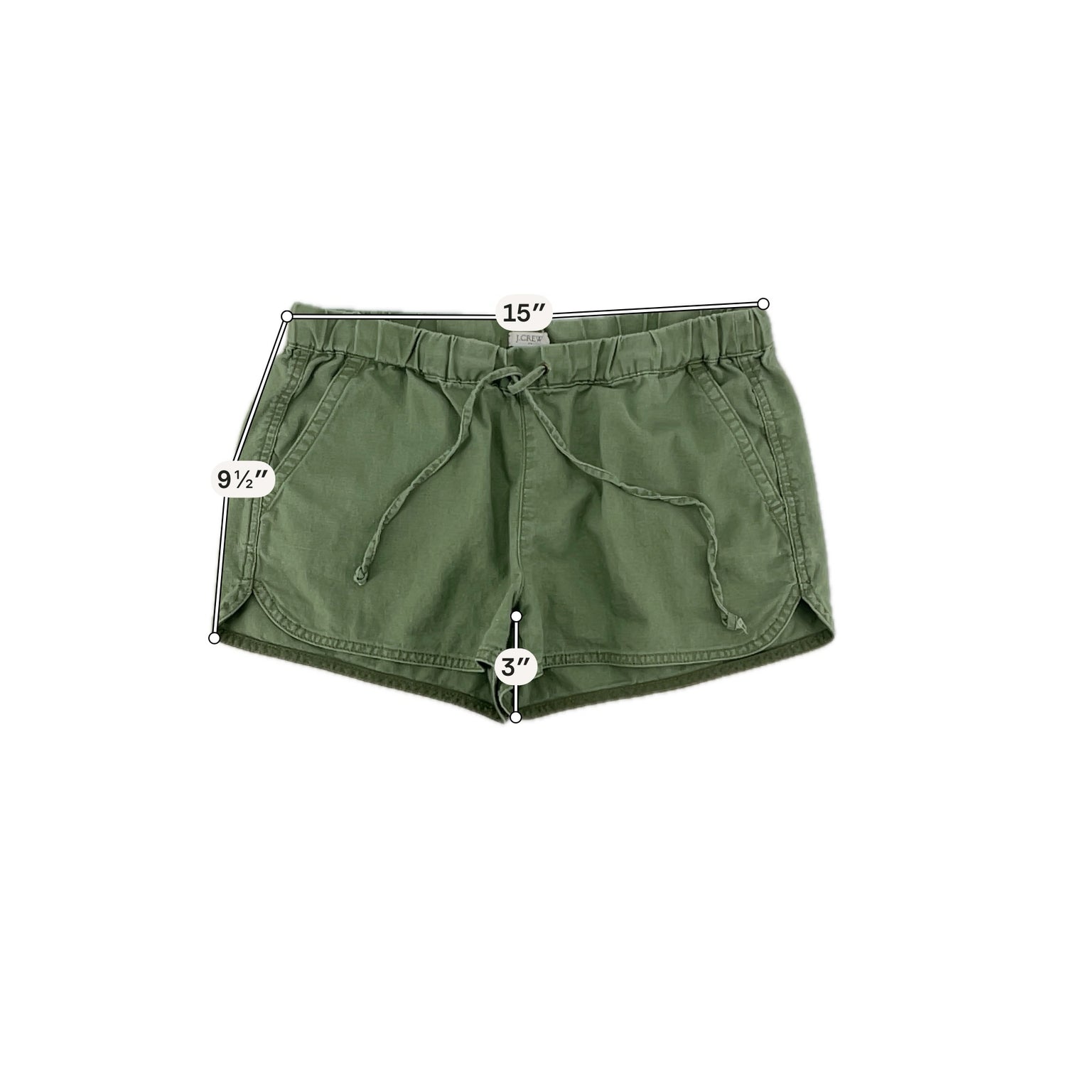 J.Crew Olive Shorts Seaside Linen Cotton Blend Drawstring Shorts XS Olive Green Raw Hem - Size XS