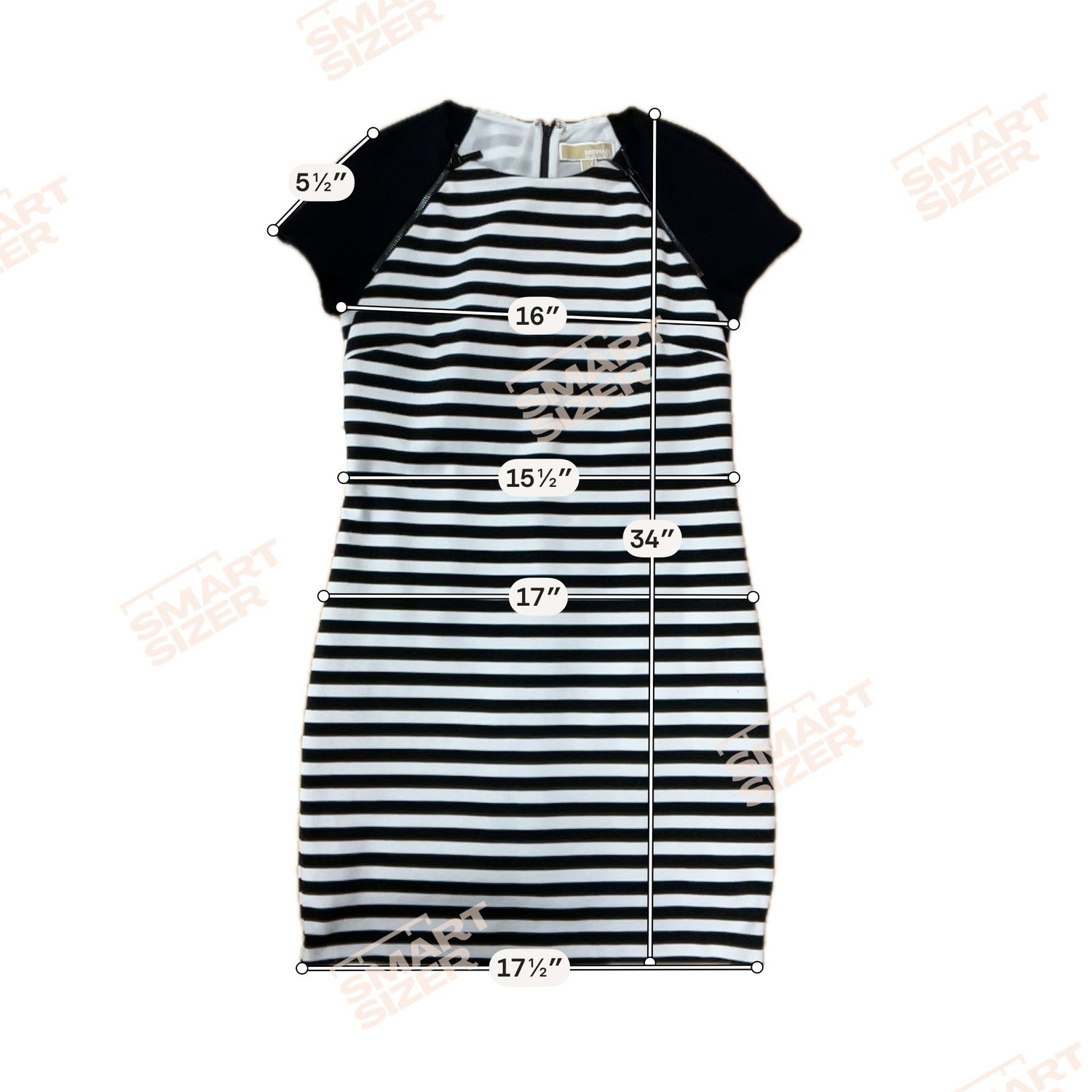 MK black/white Dress Michael Michael Kors Black &amp; White Striped Raglan Sleeve Shift Dress Size 6 - Size 6