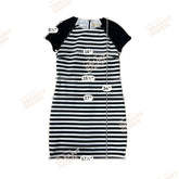 MK black/white Dress Michael Michael Kors Black & White Striped Raglan Sleeve Shift Dress Size 6 - Size 6