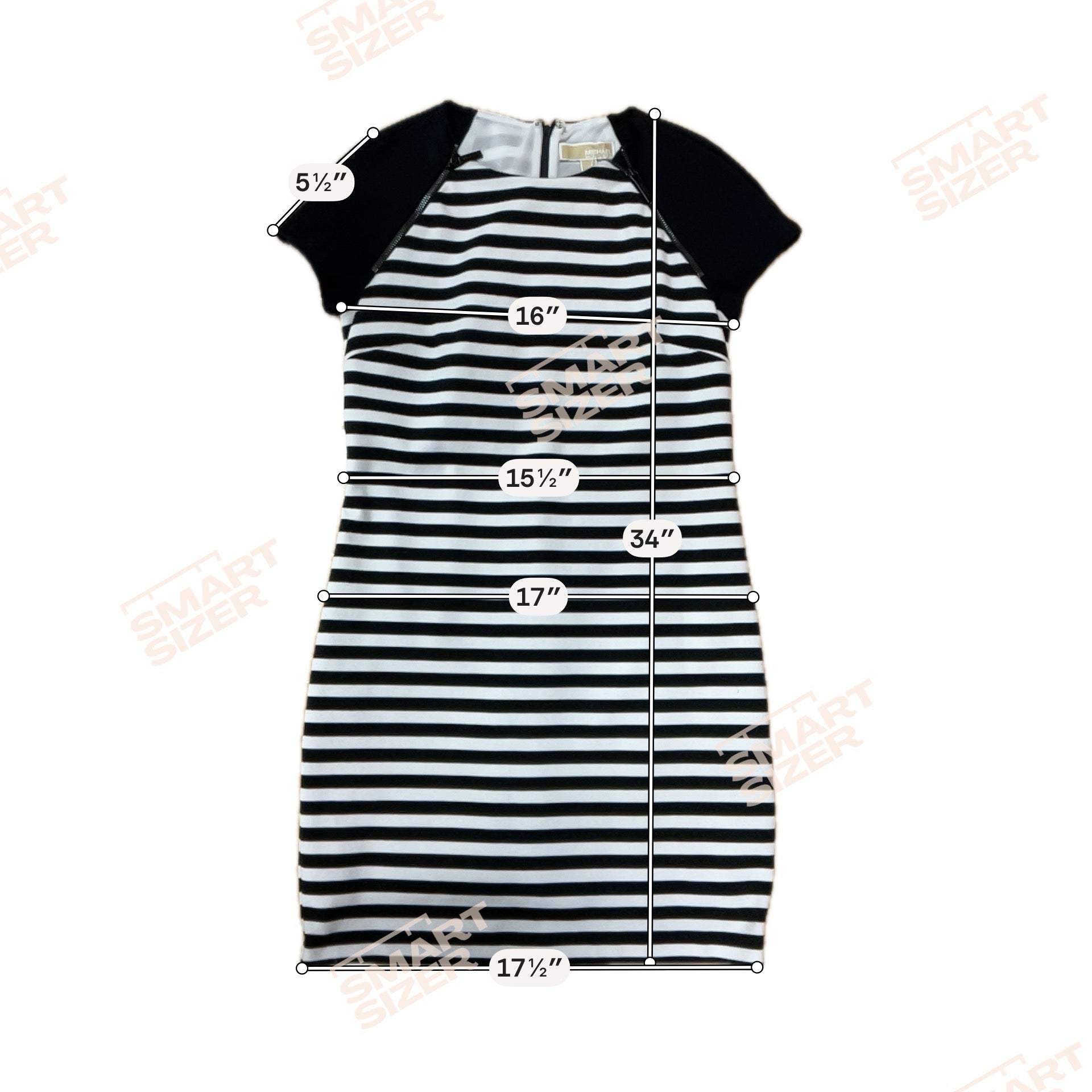 MK black/white Dress Michael Michael Kors Black &amp; White Striped Raglan Sleeve Shift Dress Size 6 - Size 6