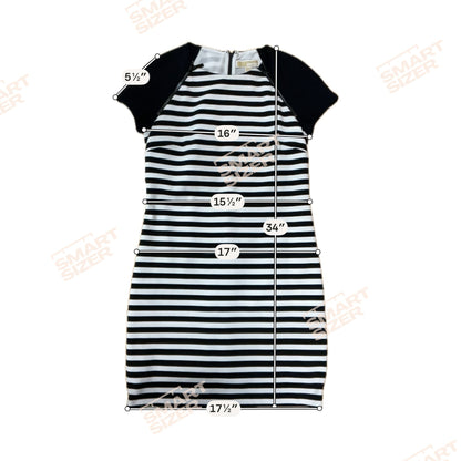 MK black/white Dress Michael Michael Kors Black &amp; White Striped Raglan Sleeve Shift Dress Size 6 - Size 6
