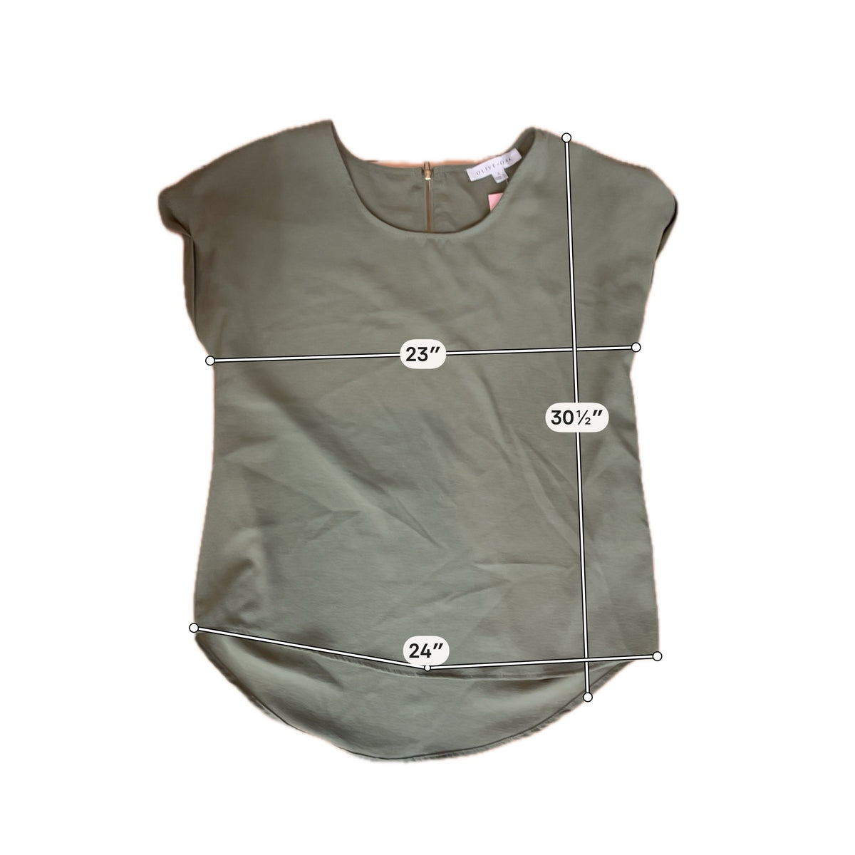 Olive + Oak Olive Green Crepe Cap Sleeve Blouse Top Size Small - ONLINE ONLY