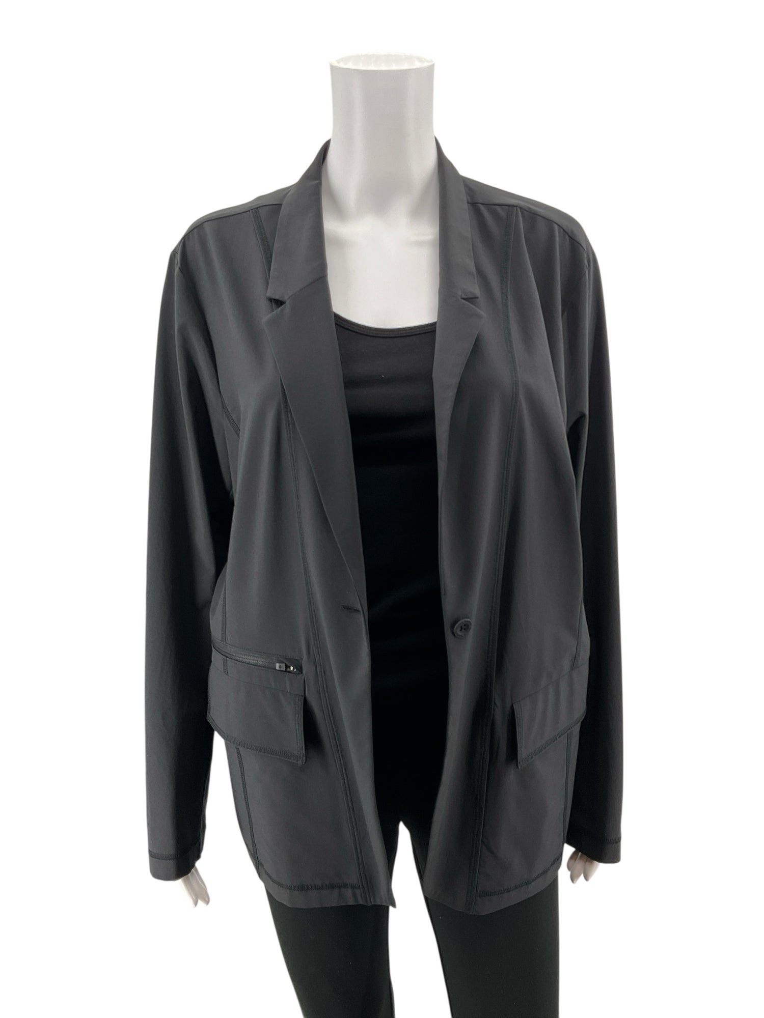 Eddie Bauer Performance Stretch Travel Blazer Jacket Black Womens Size 20
