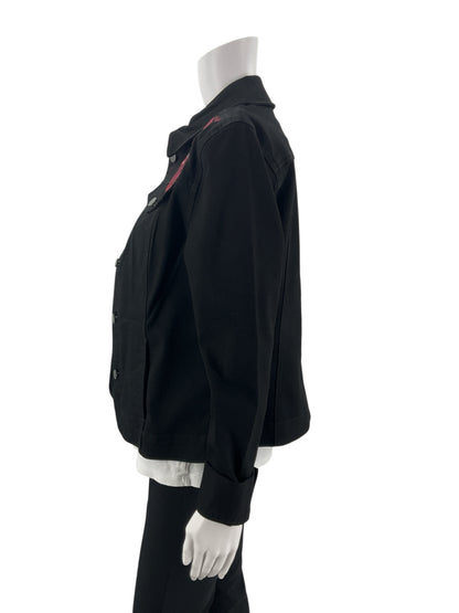 Charter Club Black/Maroon Floral Pre-Owned Ladies Jacket - Size Small