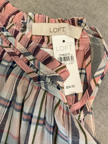 LOFT mauve/tan Sleeveless Mauve Plaid Ruffle Halter Swing Top NWT Size Small - Size S