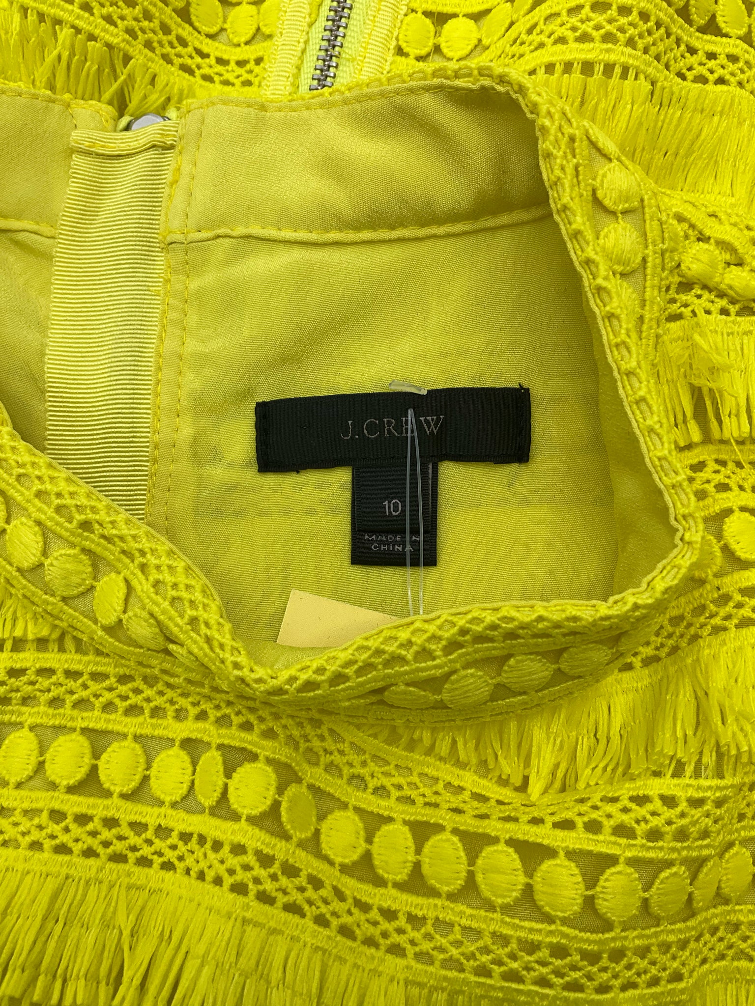 J Crew Yellow Fringe Pre-Owned Ladies Dress - Size 10