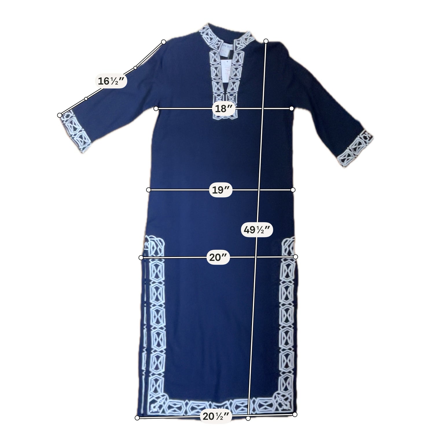 Gretchen Scott navy/white Coverup Navy &amp;amp; White Embroidered Maxi Tunic Dress Cover-Up - Size M