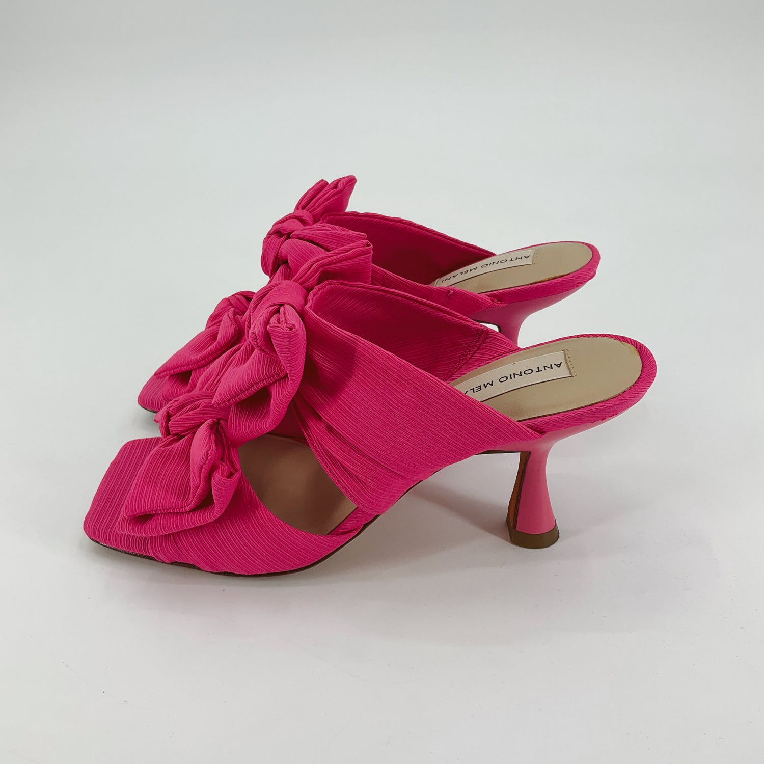 Antonio Melani Aniyah Pleated Bow Mules Heels Size 7 Fuchsia Pink