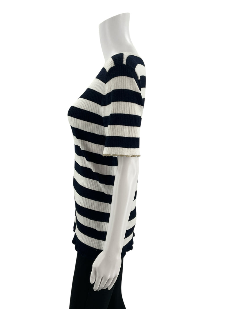 Loft Navy/White Striped Pre-Owned Ladies Top - Size Large - Margaret’s Fine Consignment