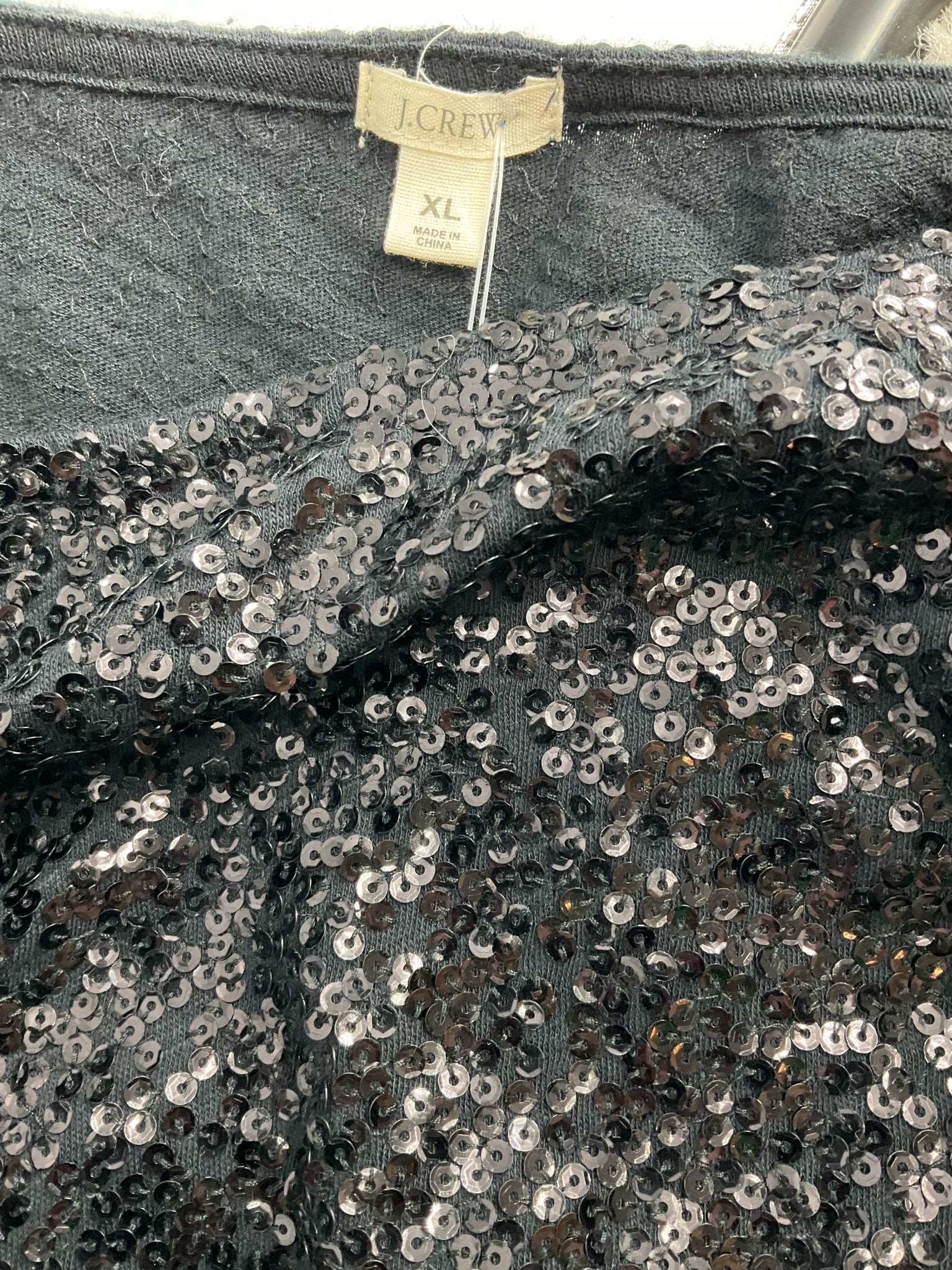 J Crew - Black Sequins Pre-Owned Ladies Casual Top - Size XL