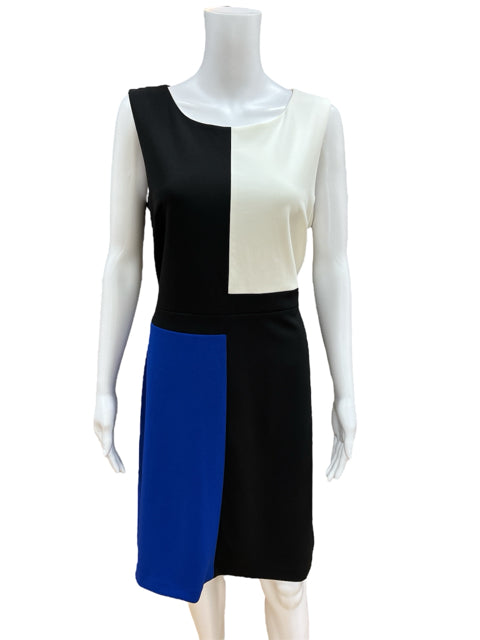 Tommy Hilfiger White/Black/Blue Color Block Dress Size 14