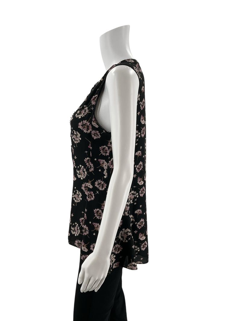 White House Black Market Black/Purple/White Pre-Owned Ladies Top - Size Small