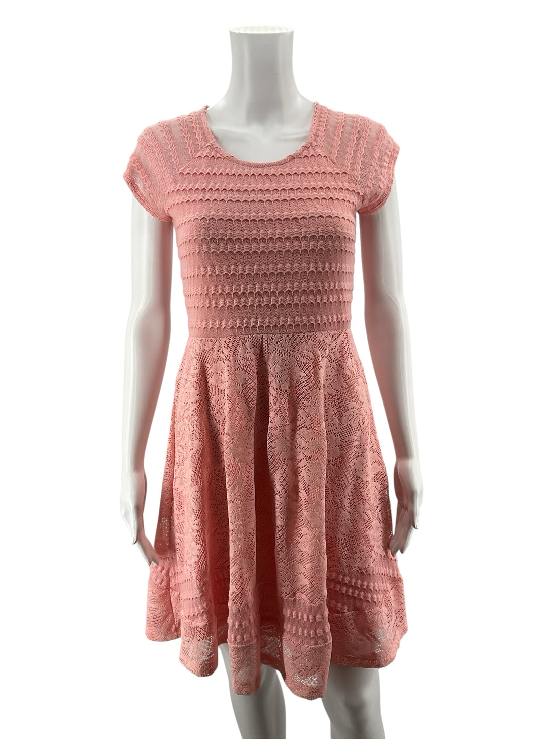 NY Collection Petite Lace Fit &amp; Flare Dress Blush Pink Size PXS