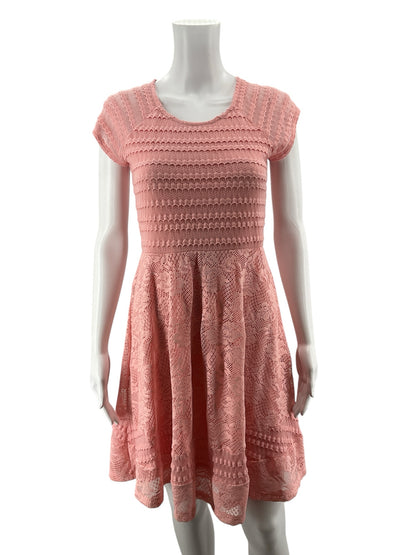 NY Collection Petite Lace Fit &amp; Flare Dress Blush Pink Size PXS