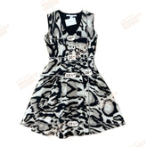 Diane von Furstenberg Tan/black Fit and Flare DVF Animal Print Wool Silk Flare Dress Size 0 - Size 0