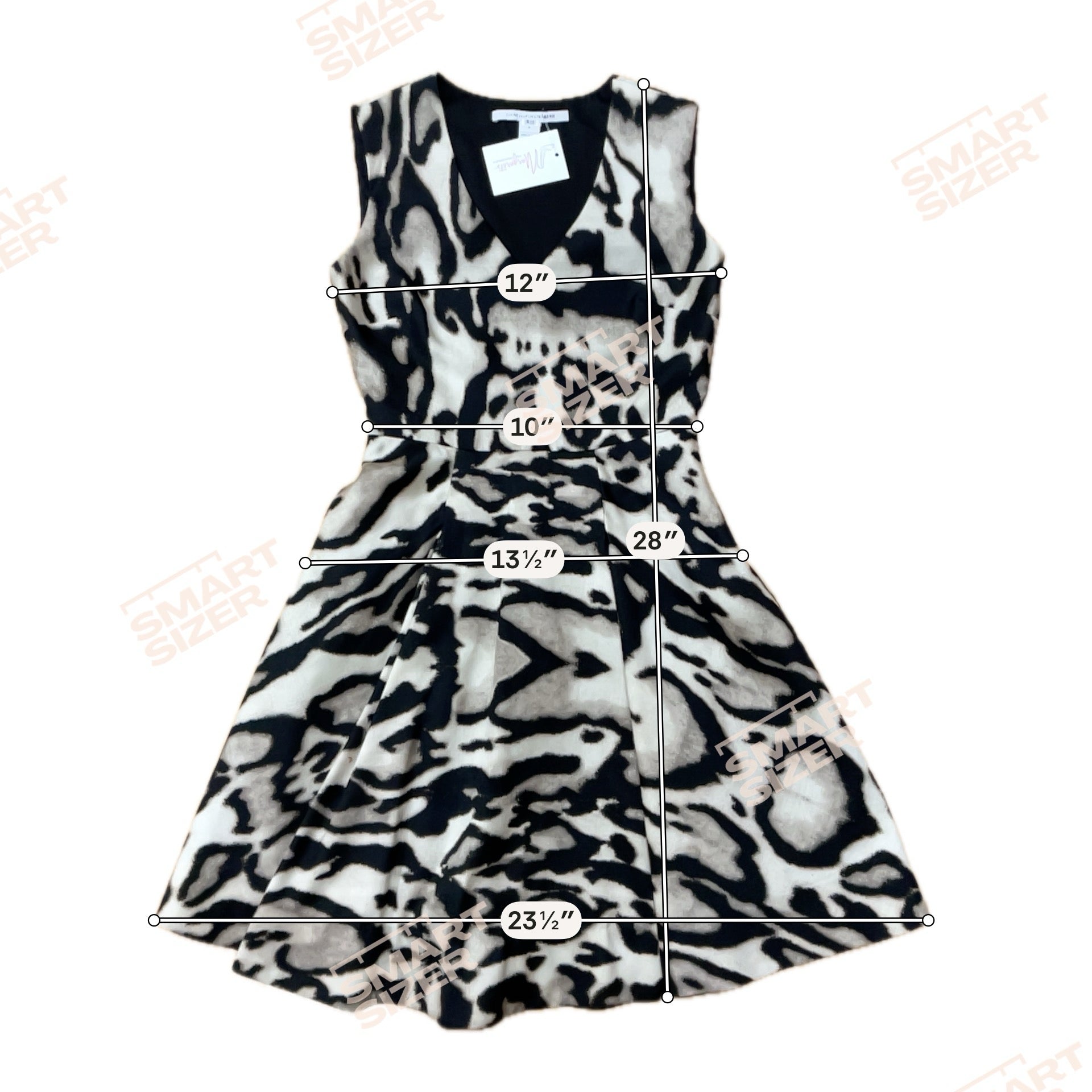 Diane von Furstenberg Tan/black Fit and Flare DVF Animal Print Wool Silk Flare Dress Size 0 - Size 0