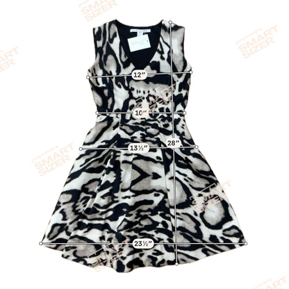 Diane von Furstenberg Tan/black Fit and Flare DVF Animal Print Wool Silk Flare Dress Size 0 - Size 0