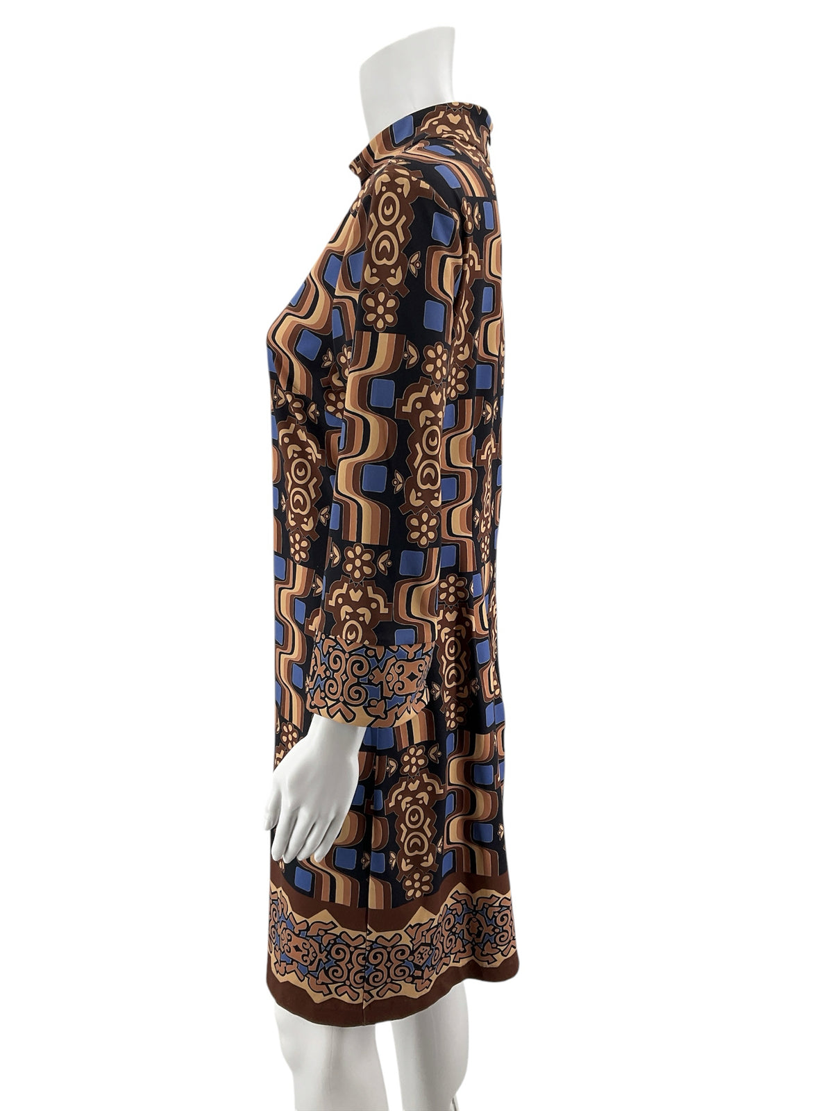 J. McLaughlin Catalina Cloth Geometric Print Mock Neck Dress Size Medium