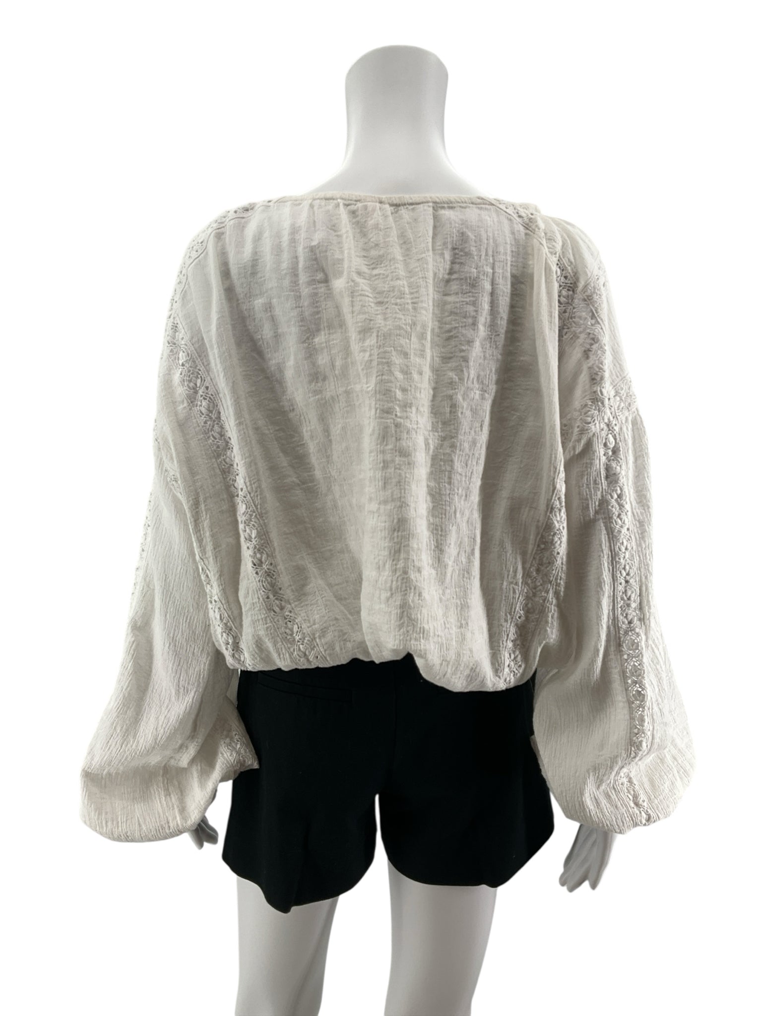 Free People Peasant Sun Off-Shoulder Lace Boho Top Size Medium
