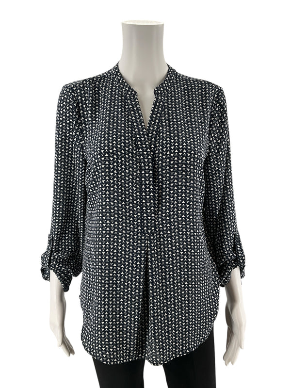 The Limited Navy/White Print Pre-Owned Ladies Top - Size Medium
