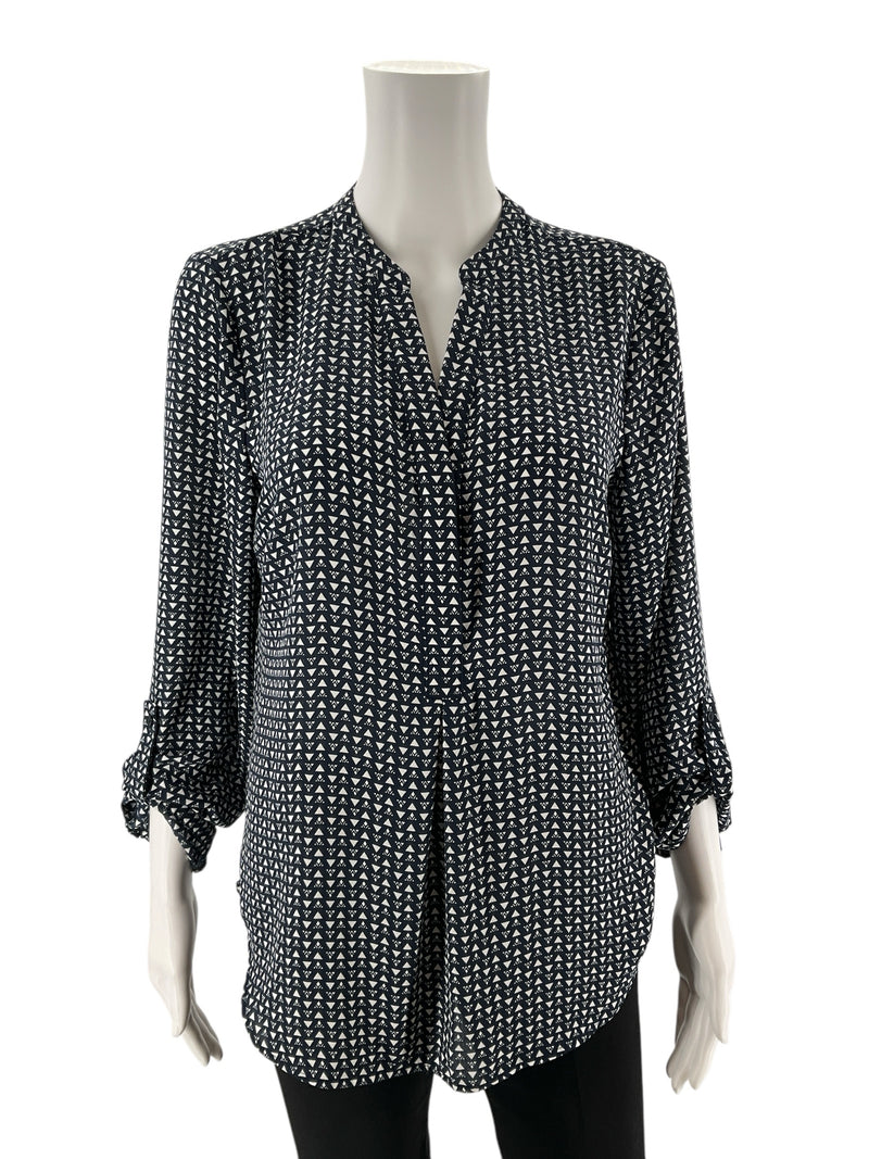 The Limited Navy/White Print Pre-Owned Ladies Top - Size Medium