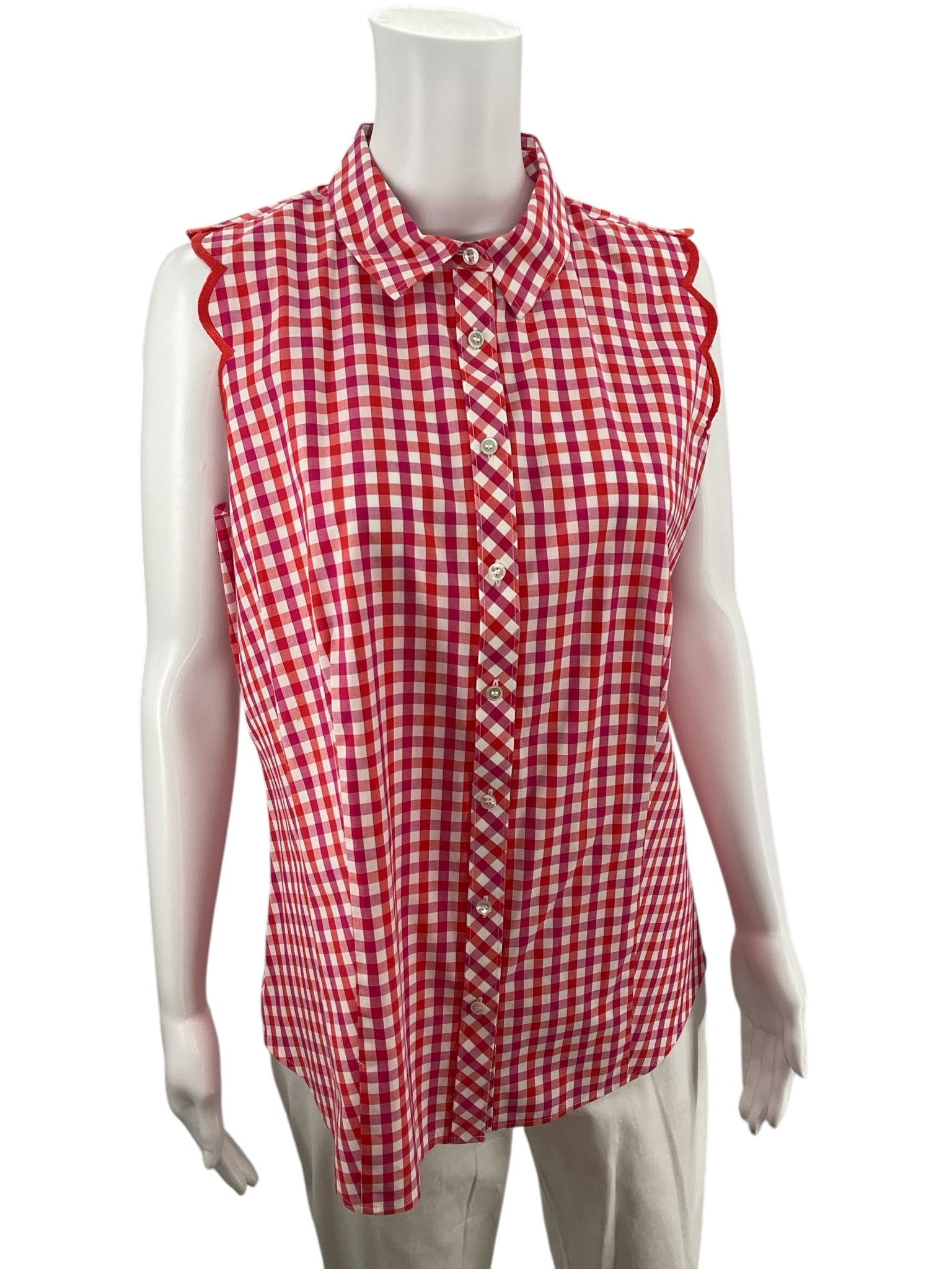 Talbots Pink/White Checkered Top Size 10