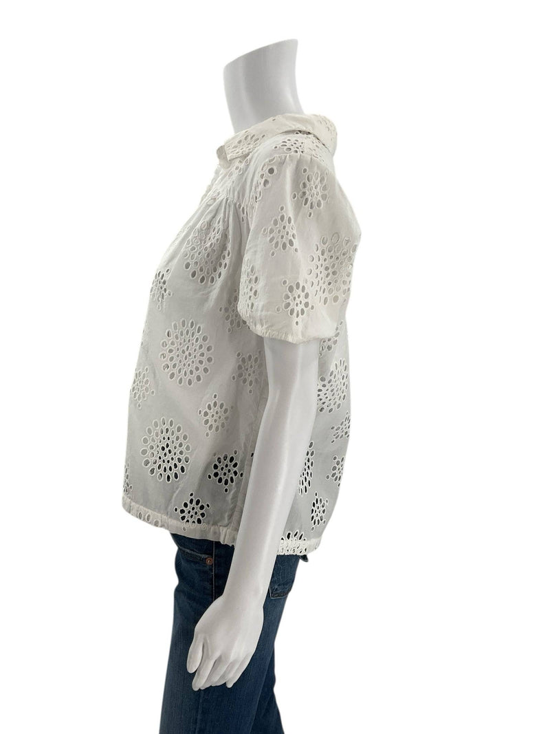 Micheal Stars White Eyelet Top - Size Small - Margaret’s Fine Consignment