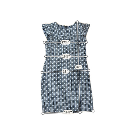 ELLE white/blue Sheath Blue &amp; White Gingham Ruffle Sleeve Sheath Dress Size Small - Size S