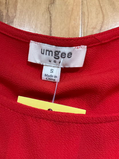 Umgee Red Tiered Flutter Sleeve Blouse Top Size Small