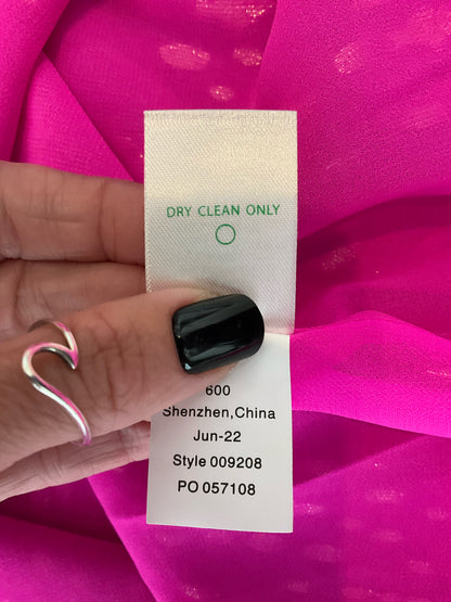 Lilly Pulitzer Avah Top Fuchsia Pink Silk Metallic Blouse Size XL