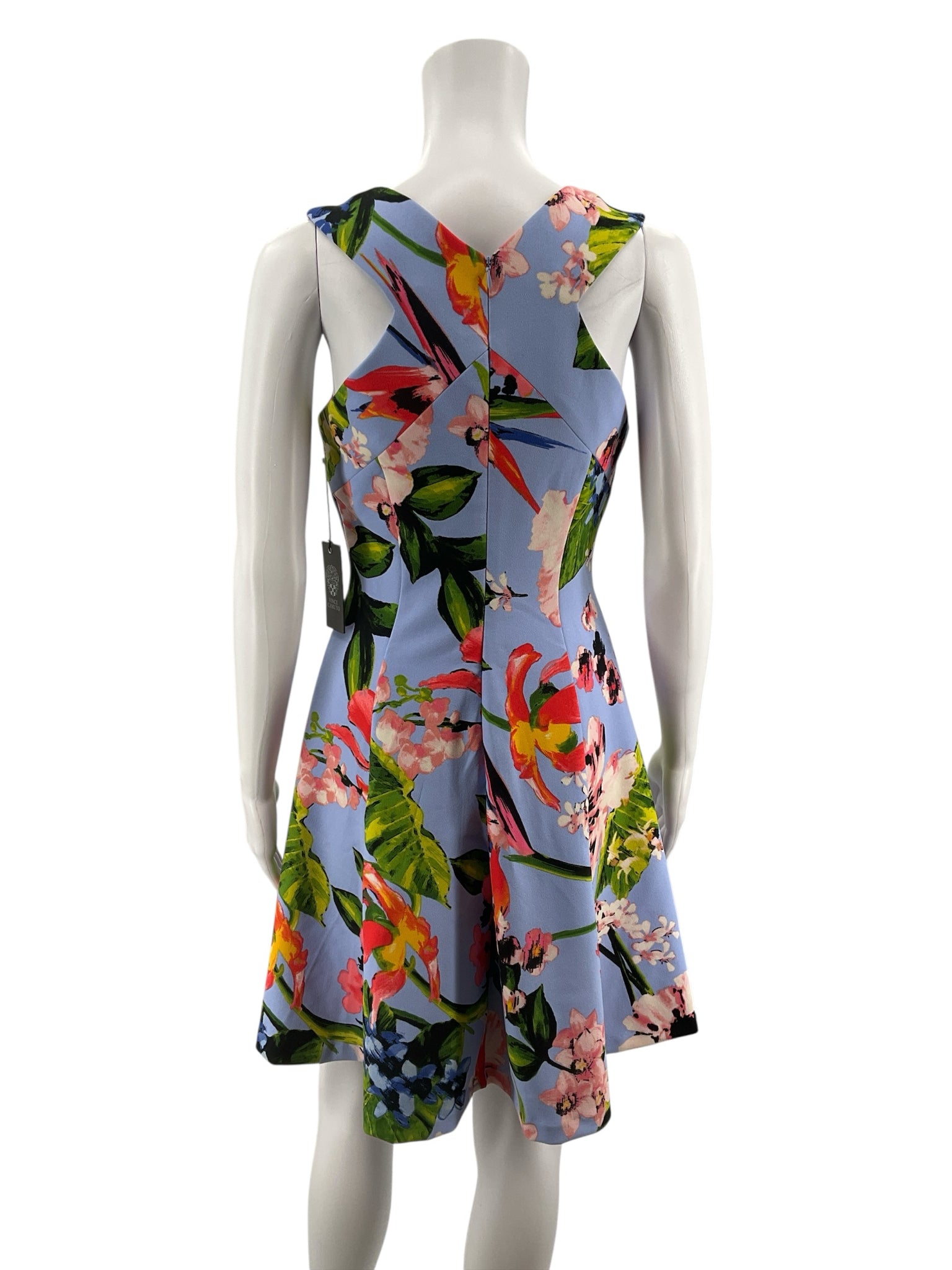 Vince Camuto lavender/coral/green Sleeveless Lavender/Coral/Green Floral Pre-Owned Ladies Dress - Size 4 - Size 4