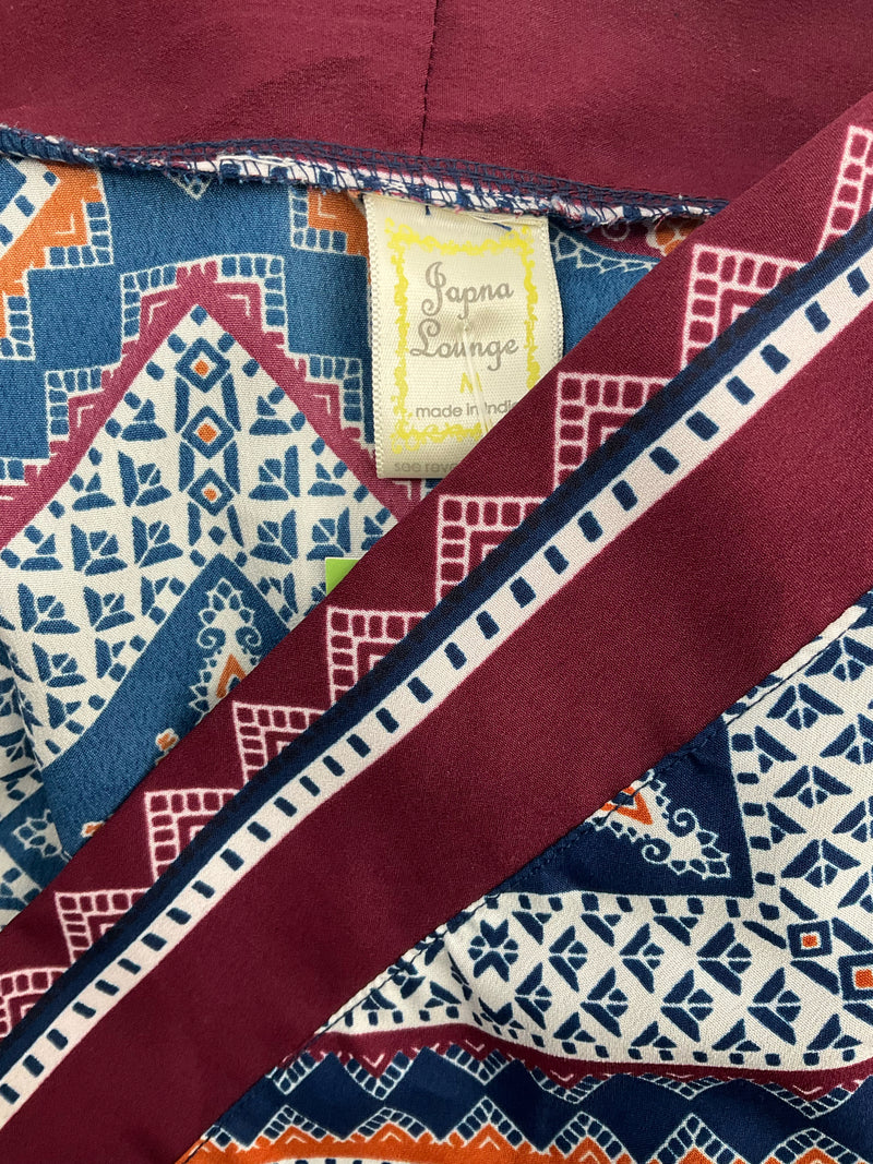 Japna Navy/Maroon Print Pre-Owned Ladies Top -  Size One Size Fits Most